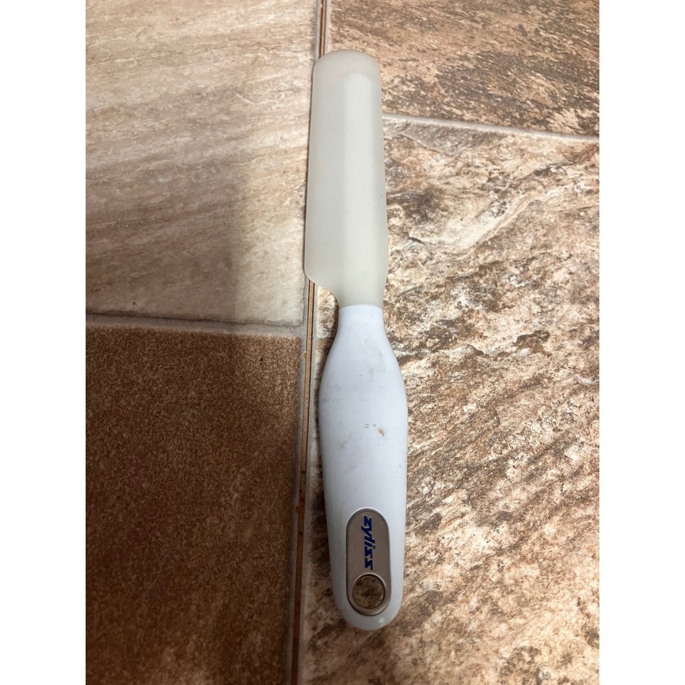 Zyliss Silicone Jar Scraper Spatula White Narrow Flexible Kitchen Tool 10 Inch